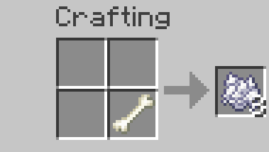 The bone meal crafting recipe: it is one bone to create three bone meal.