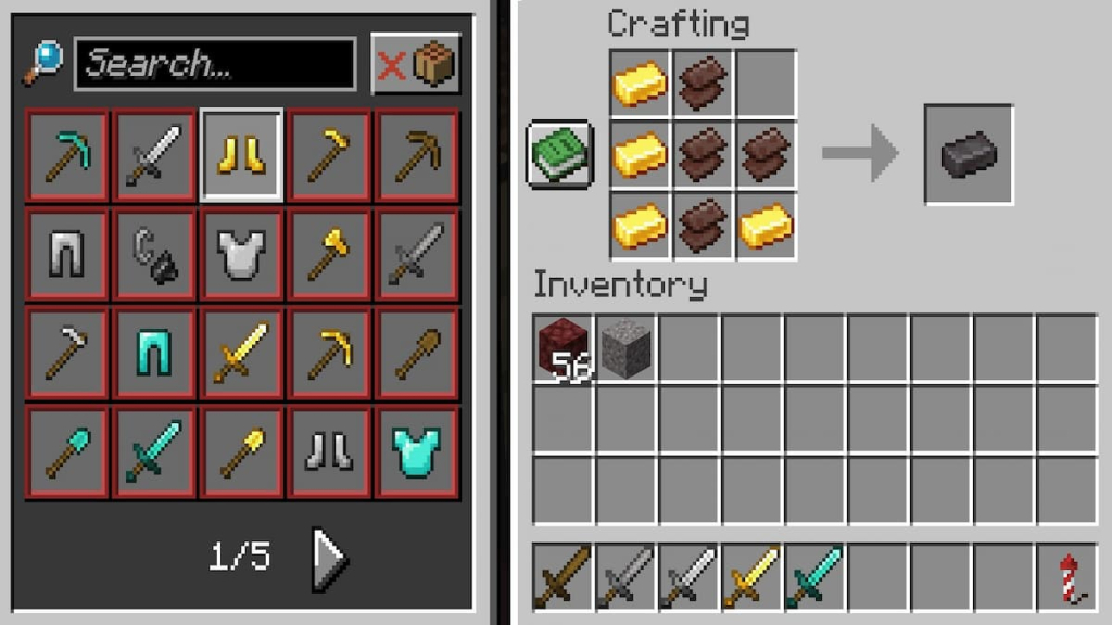 Netherite ingot crafting recipe.