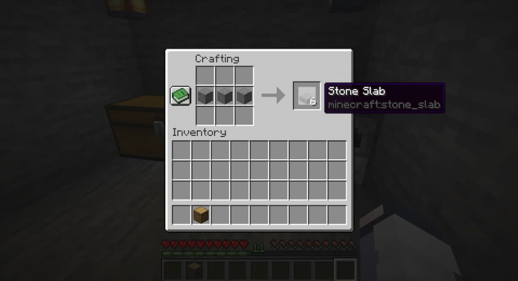 The crafting recipe for stone slabs