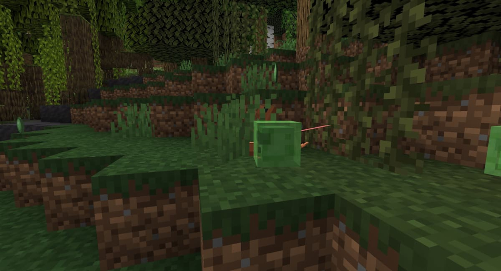 A Frog eating a Slime in Minecraft.