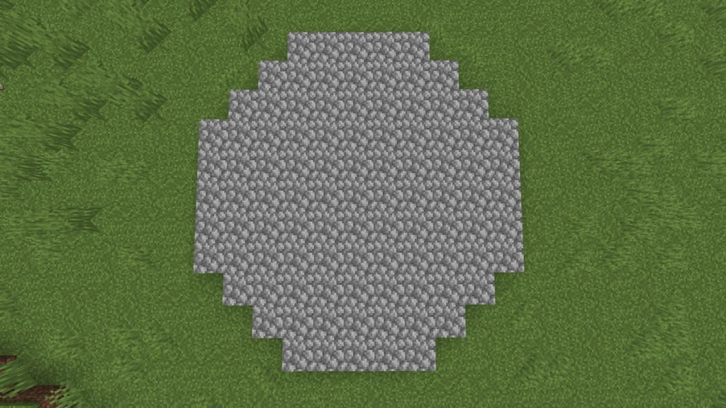 Filling the Cobblestone base with cobblestone slabs.