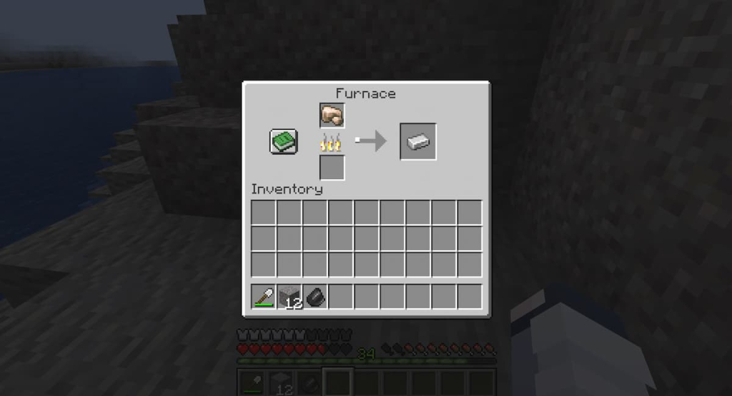 Smelting raw iron to make iron ingots.