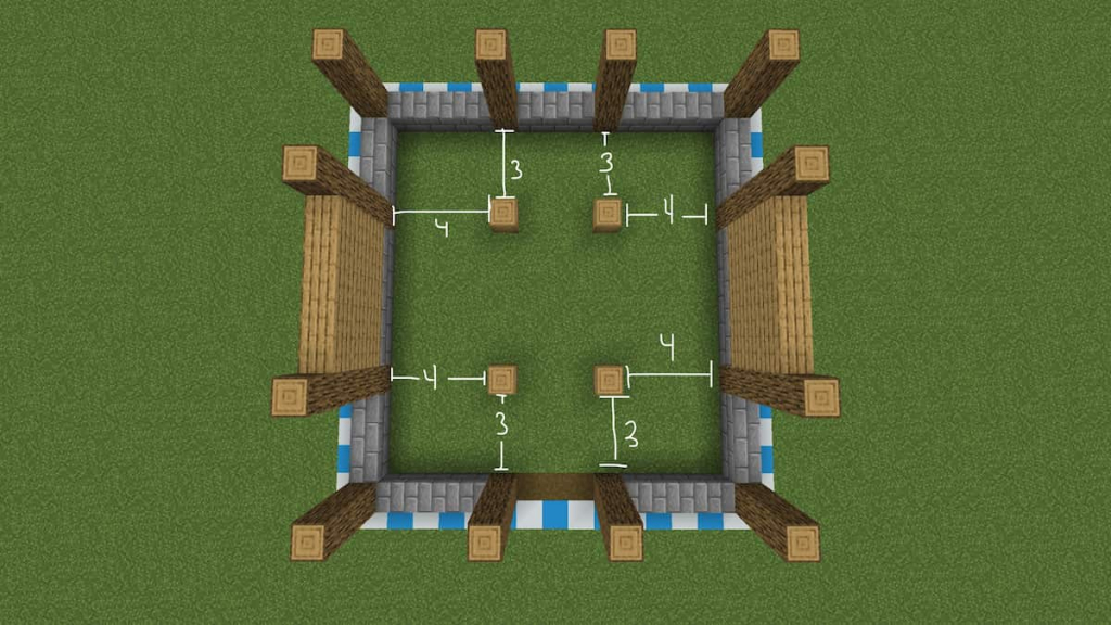 Measurements for the stable's interior pillars.