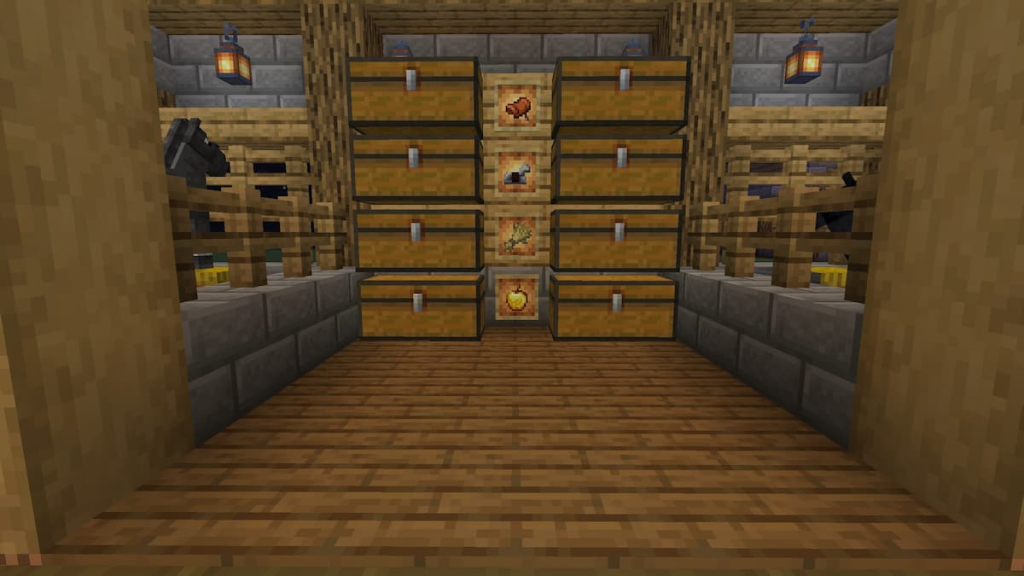 Making a horse storage area in Minecraft.