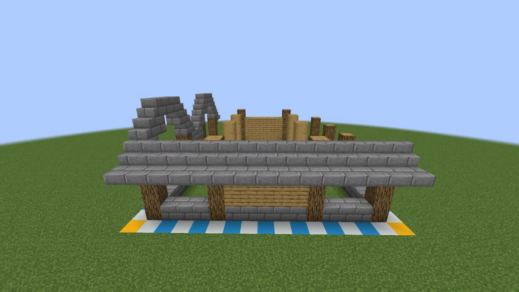 Step 19 of the Minecraft horse stable's roof.