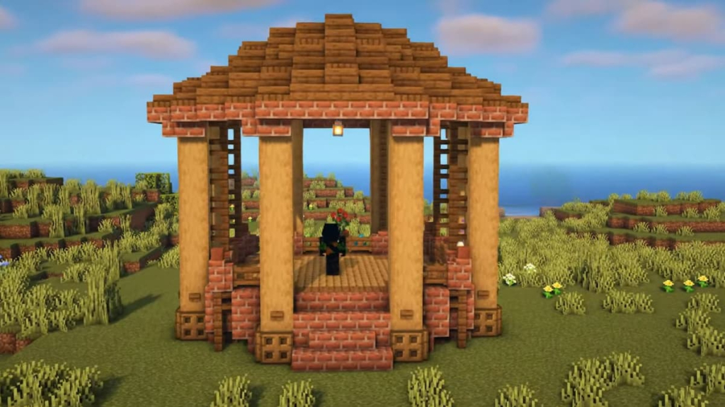 A simple brick Gazebo in Minecraft by ItsMarloe.